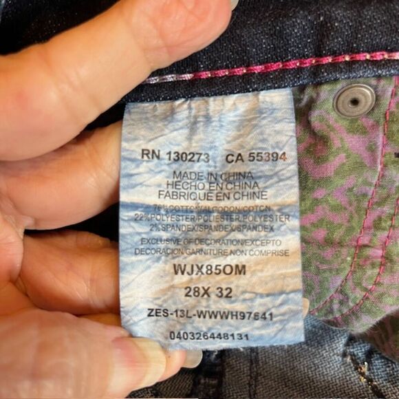 ROCK 47 by Wrangler Boot Cut Embellished Jeans Metallic Gold Women's Size 28 - Picture 11 of 12